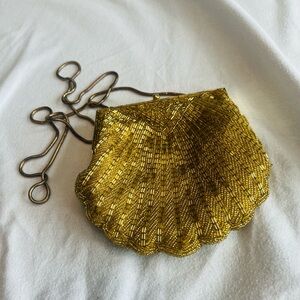 Gold Beaded Crossbody Bag